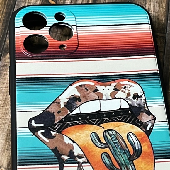 5for$10 Aztec Stripes Cow Print Lips Catcus Vibrant IPhone 11 Pro Phone Case - Picture 2 of 5